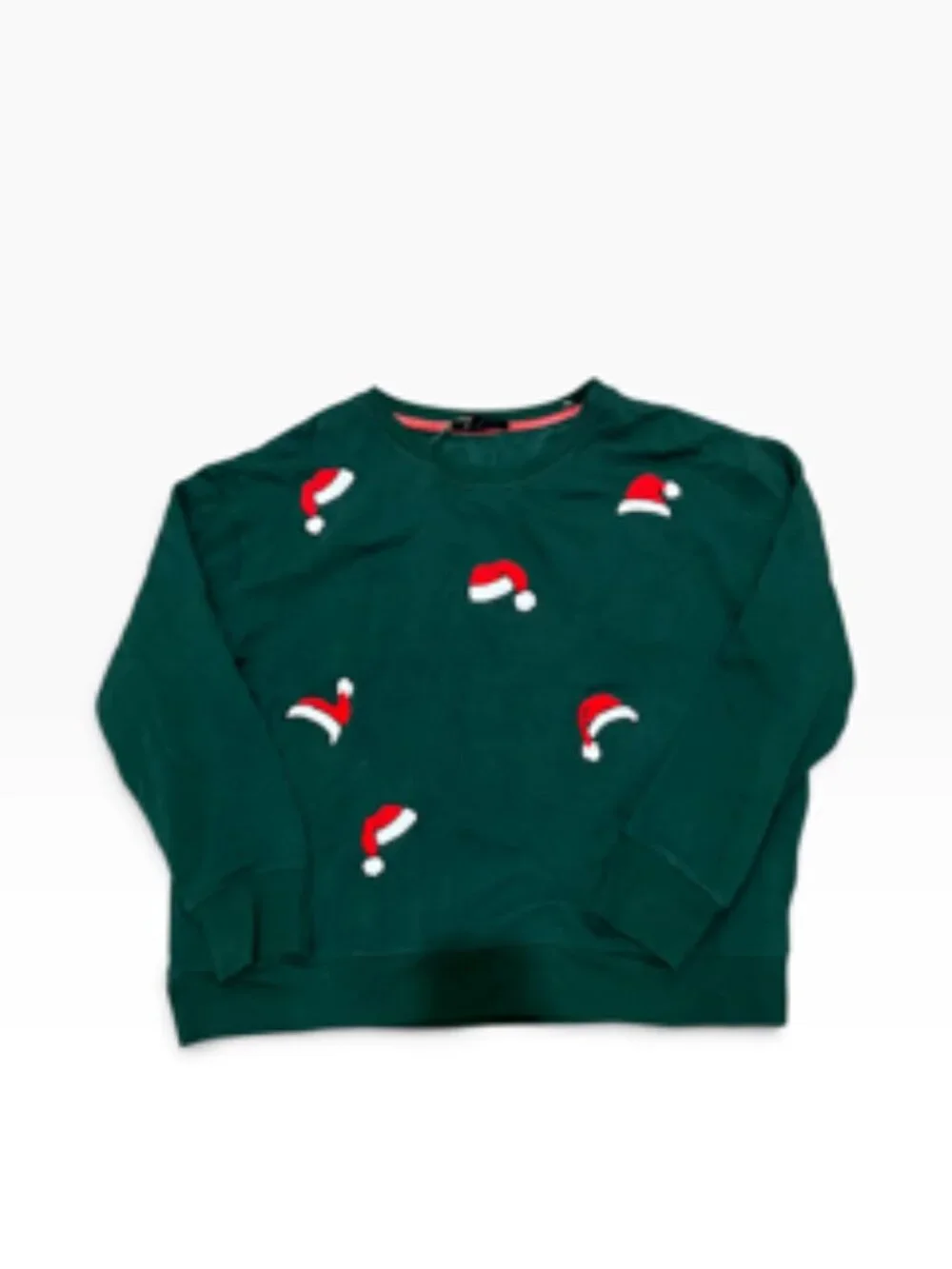 NEW Jane & Delaney Sweater Women’s Large Green Santa Hat Embroidery NWT